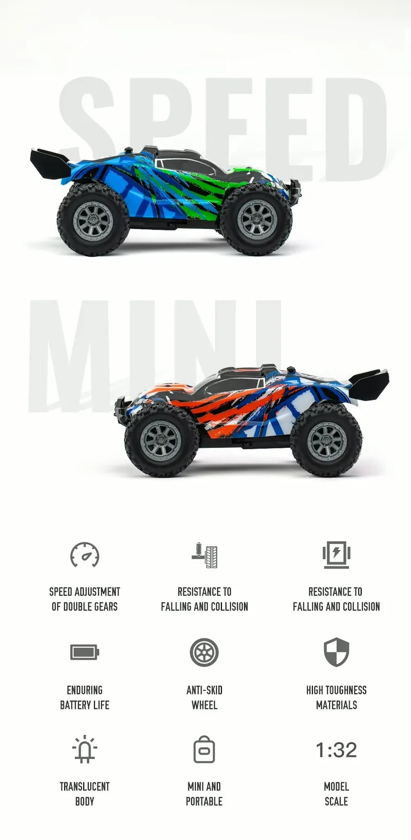 1:32 Scale High-Speed RC Off-Road Car - Dual-Channel Mini Rock Crawler RC Car