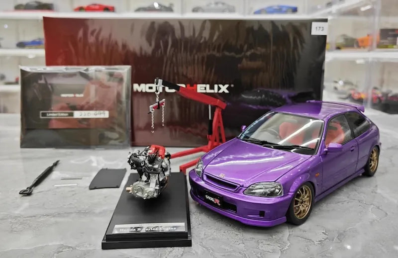 1:18 Honda 1997 Civic Type R EK9 Purple Die Cast Model Car