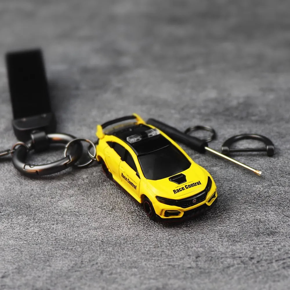 Honda Civic Type R Yellow Keychain 1:64 Model Car Keychain