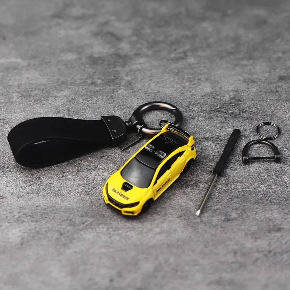 Honda Civic Type R Yellow Keychain 1:64 Model Car Keychain