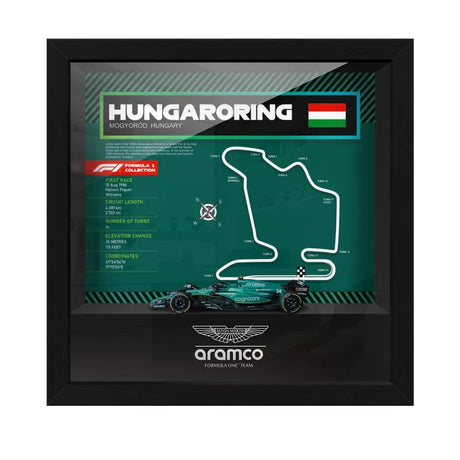Aston Martin F1 Mapa del Circuito Fernando Alonso Exhibición de coches en miniatura enmarcada