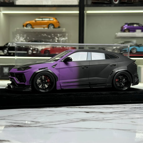 IVY Lamborghini 2018 Urus LB-Works Lila und Schwarz 1:18 – Sammelobjekt-Resin-Modellharz