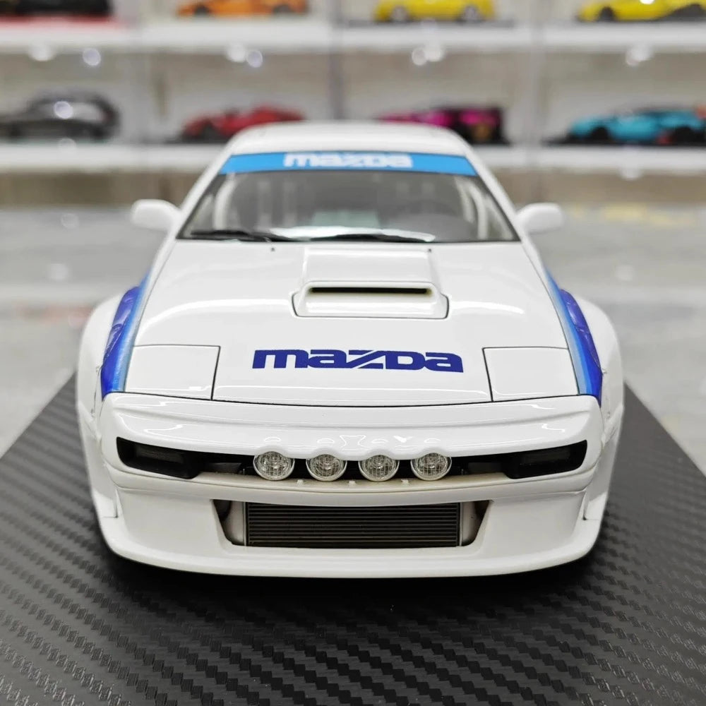 [Ignition] 1:18 Mazda 1985 RX-7 FC3S PANDEM bianco & blu modellino di auto resina