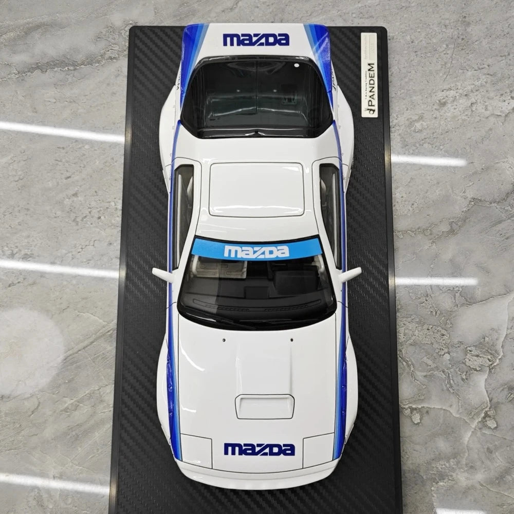 [Ignition] 1:18 Mazda 1985 RX-7 FC3S PANDEM bianco & blu modellino di auto resina