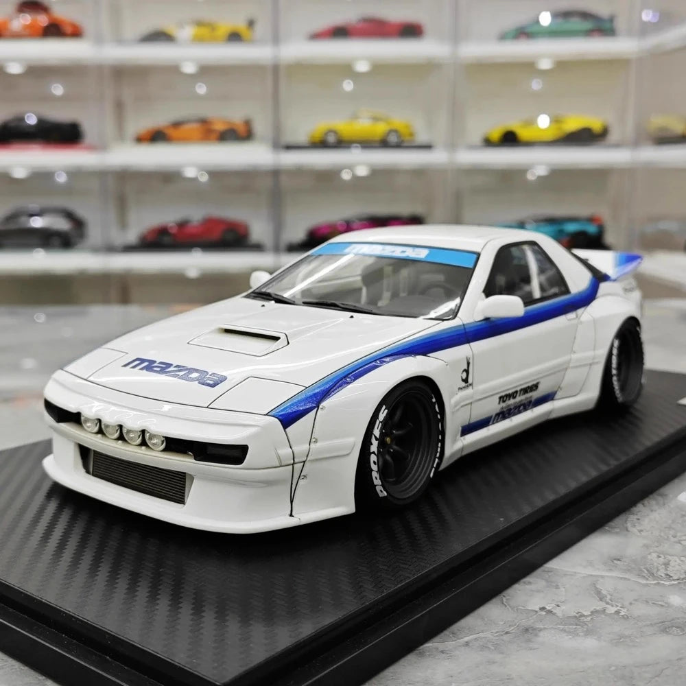 [Ignition] 1:18 Mazda 1985 RX-7 FC3S PANDEM blanc & bleu voiture miniature Resin