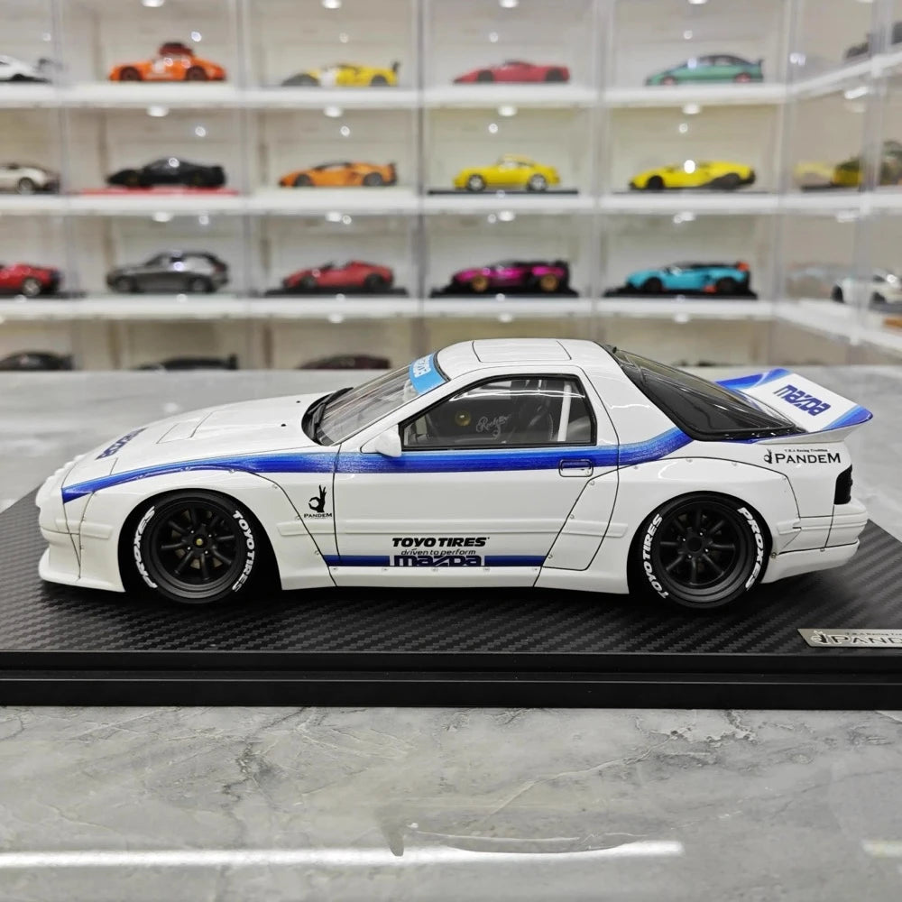 [Ignition] 1:18 Mazda 1985 RX-7 FC3S PANDEM blanc & bleu voiture miniature Resin