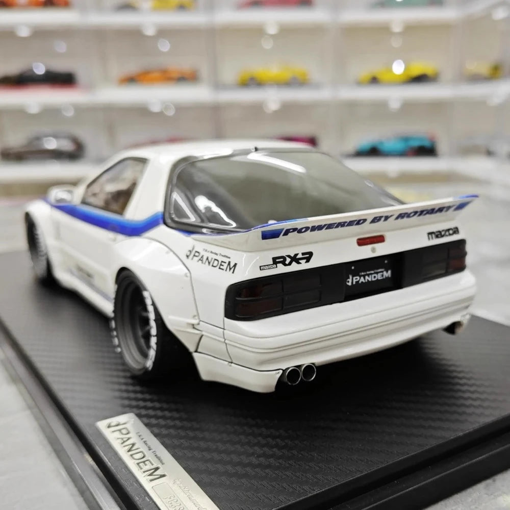 [Ignition] 1:18 Mazda 1985 RX-7 FC3S PANDEM bianco & blu modellino di auto resina