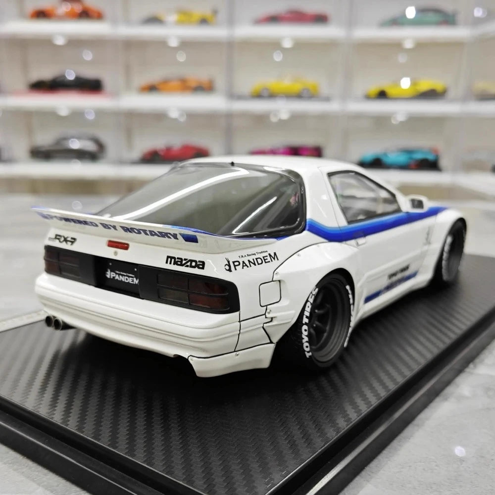 [Ignition] 1:18 Mazda 1985 RX-7 FC3S PANDEM bianco & blu modellino di auto resina