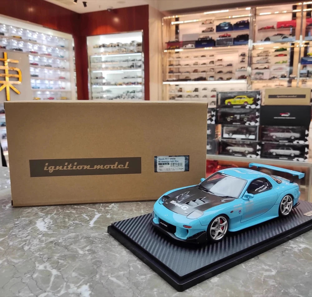 [Ignition] 1:18 Mazda 1992 RX-7 FD3S RE Amemiya Blue Model Car Resin