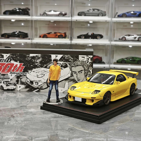 Ignition Mazda 1993 RX-7 FD3S Initial D Keisuke Takahashi Yellow 1:18 – Samlarresin Resin Modellresin