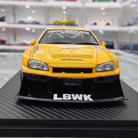 [Ignition] 1:18 Nissan 1999 Skyline GT-R R34 LBWK Yellow Model Car Resin