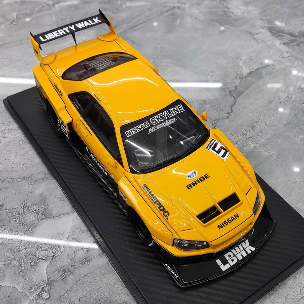 [Ignition] 1:18 Nissan 1999 Skyline GT-R R34 LBWK Yellow Model Car Resin