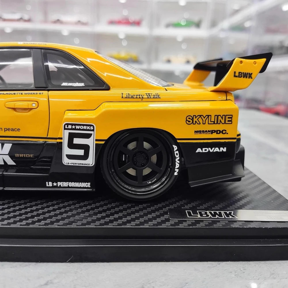[Ignition] 1:18 Nissan 1999 Skyline GT-R R34 LBWK Yellow Model Car Resin