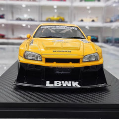[Ignition] 1:18 Nissan 1999 Skyline GT-R R34 LBWK Yellow Model Car Resin