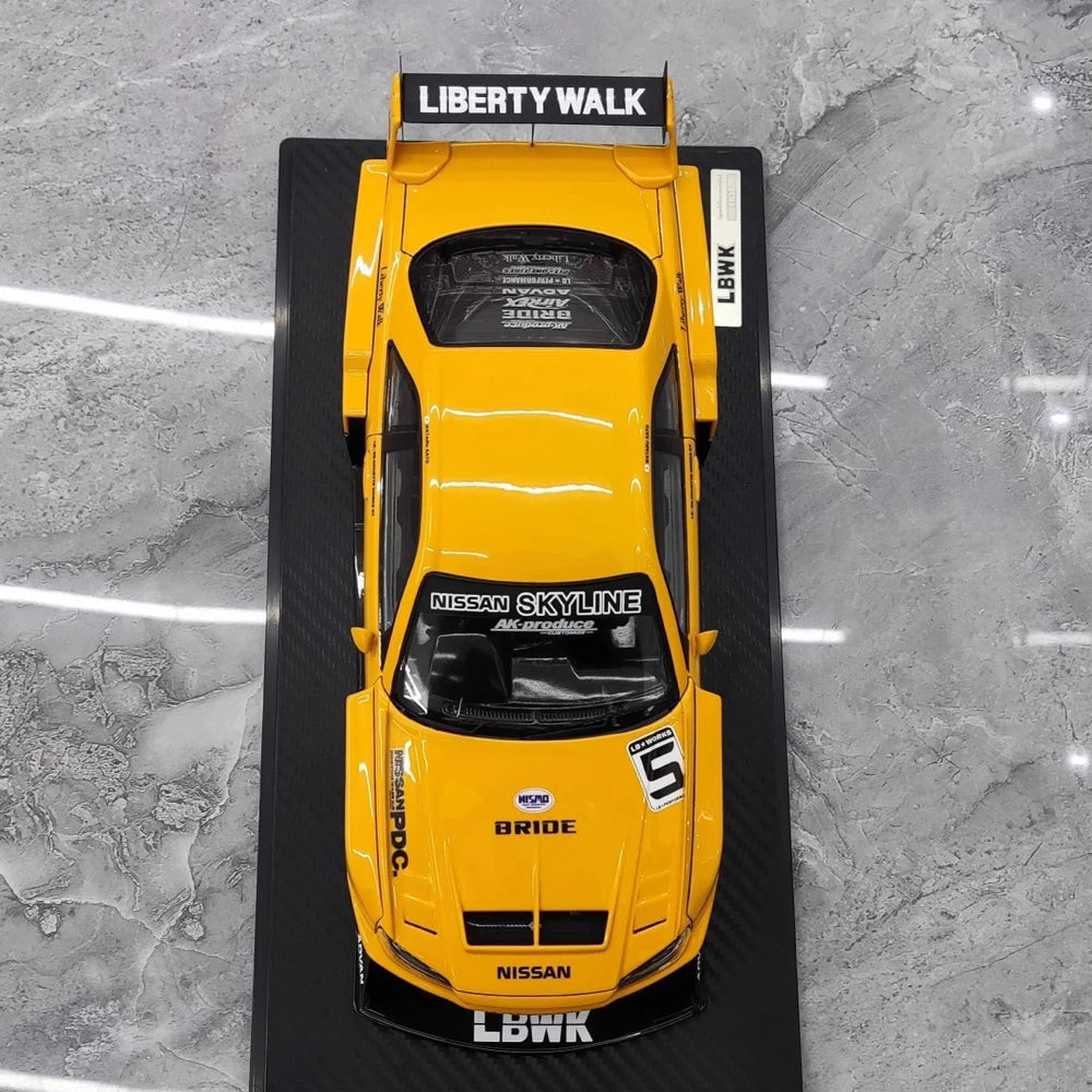 [Ignition] 1:18 Nissan 1999 Skyline GT-R R34 LBWK Yellow Model Car Resin