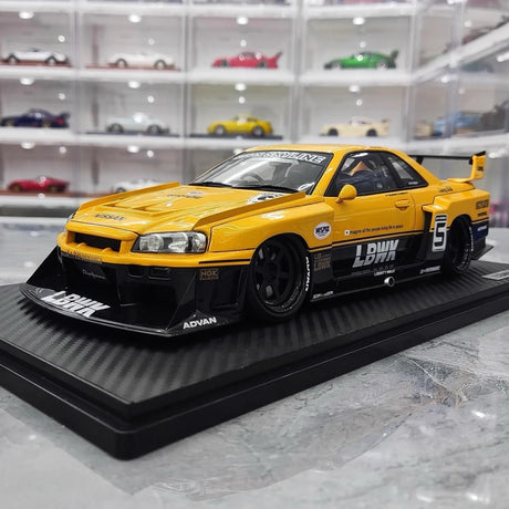 [Ignition] 1:18 Nissan 1999 Skyline GT-R R34 LBWK Yellow Model Car Resin