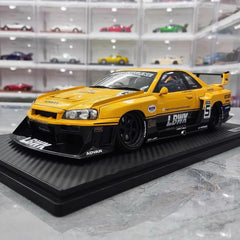 [Ignition] 1:18 Nissan 1999 Skyline GT-R R34 LBWK Yellow Model Car Resin