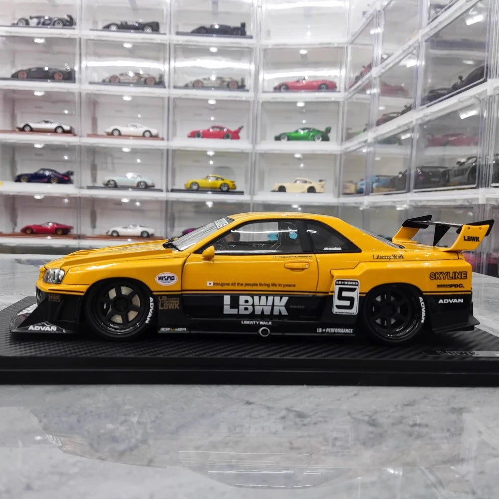[Ignition] 1:18 Nissan 1999 Skyline GT-R R34 LBWK Yellow Model Car Resin