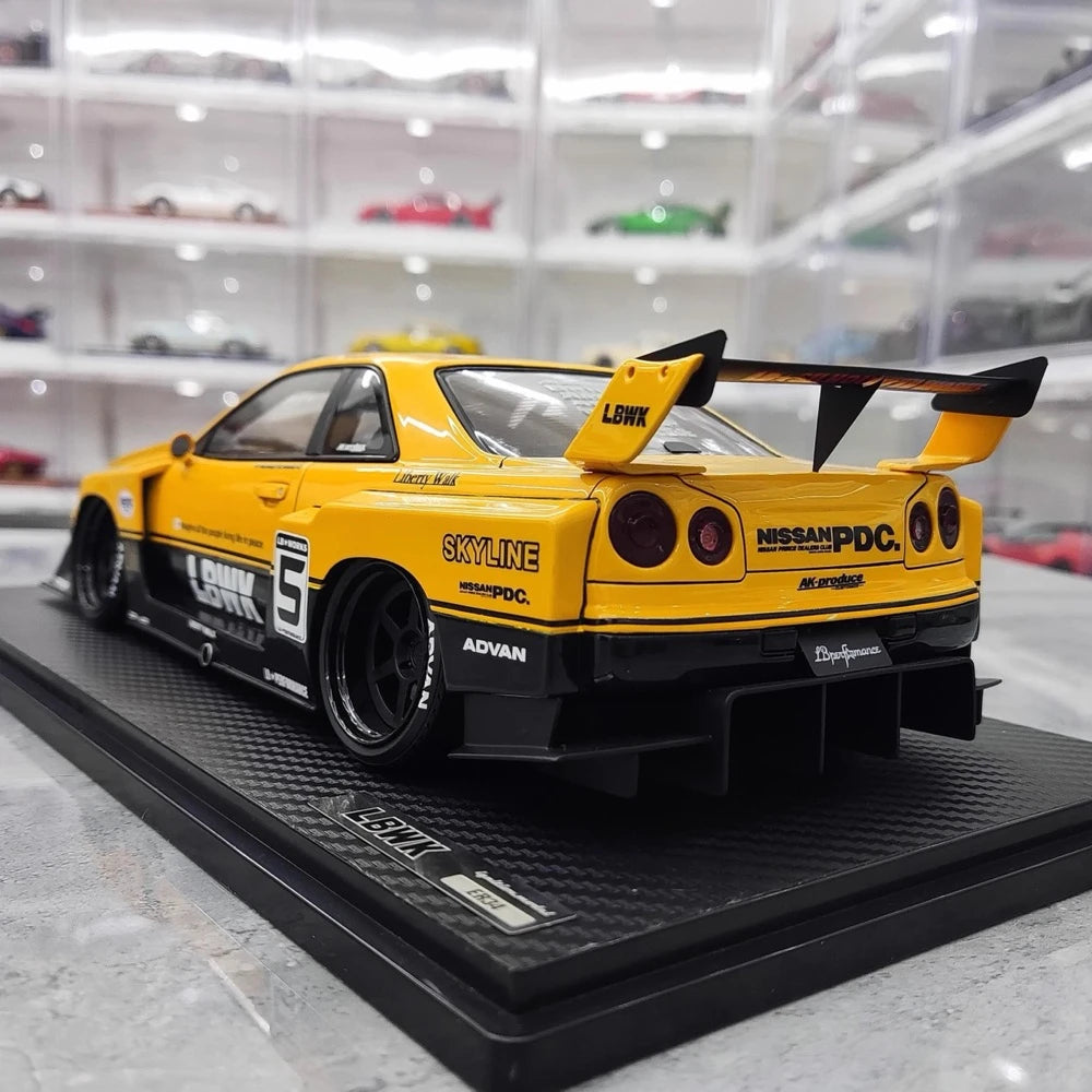 [Ignition] 1:18 Nissan 1999 Skyline GT-R R34 LBWK Yellow Model Car Resin