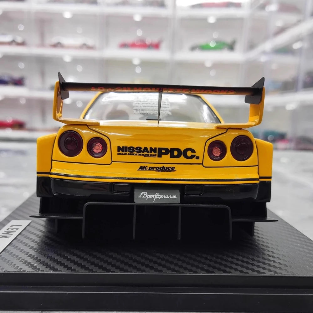 [Ignition] 1:18 Nissan 1999 Skyline GT-R R34 LBWK Yellow Model Car Resin