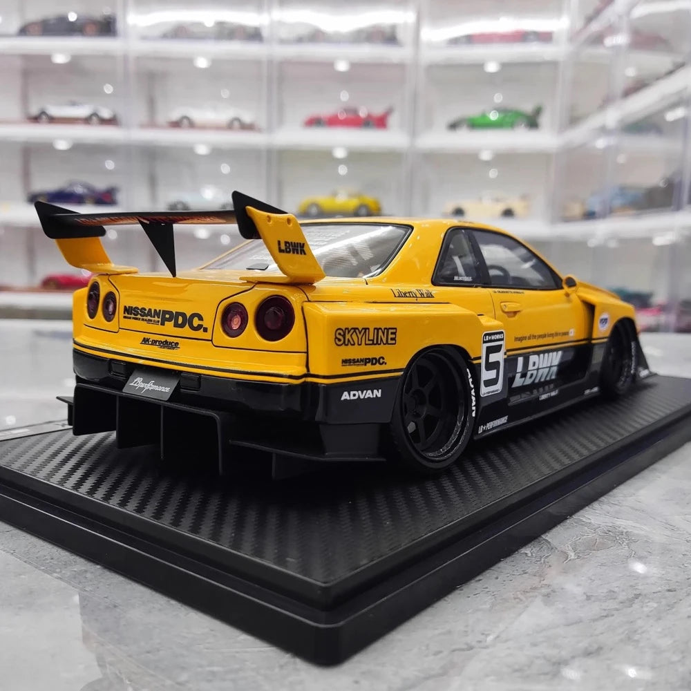 [Ignition] 1:18 Nissan 1999 Skyline GT-R R34 LBWK Yellow Model Car Resin