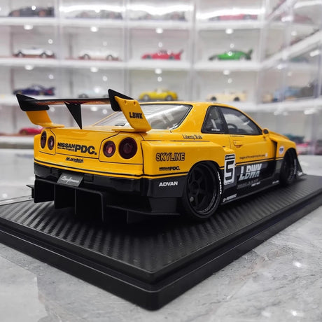 [Ignition] 1:18 Nissan 1999 Skyline GT-R R34 LBWK Yellow Model Car Resin