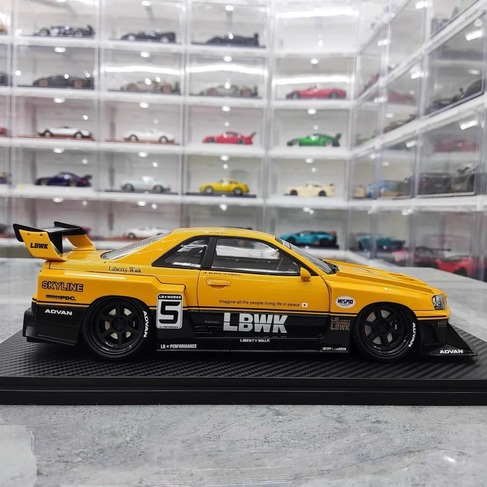 [Ignition] 1:18 Nissan 1999 Skyline GT-R R34 LBWK Yellow Model Car Resin