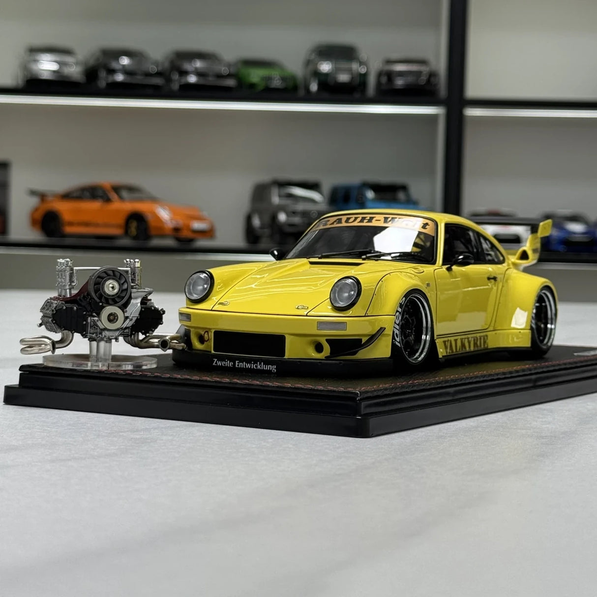 Ignition Porsche 1987 911 930 RWB JDM Amarelo 1:18 – Resina de Modelo de Resina Colecionável