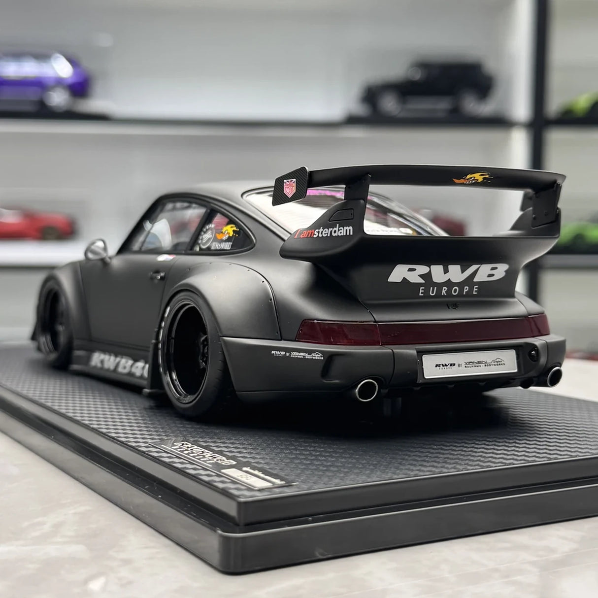 Ignition Porsche 1991 911 964 RWB Matte zwart 1:18 – Collectible resin Model resin