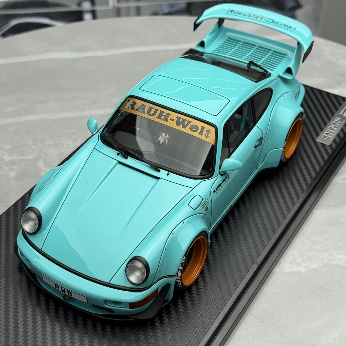Ignition Porsche 1991 911 964 RWB Tiffany Blue 1:18 – Resina de Modelo de Resina de Coleção