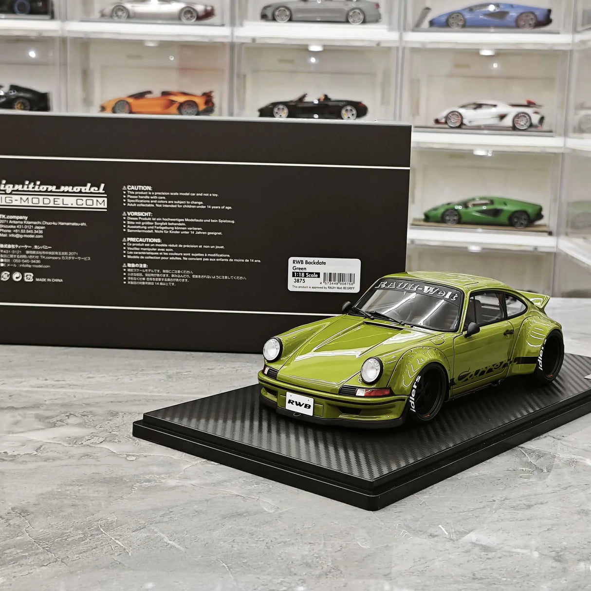 [Ignition] 1:18 Porsche 1996 911 993 RWB Resina Widebody Verde Modello di Auto