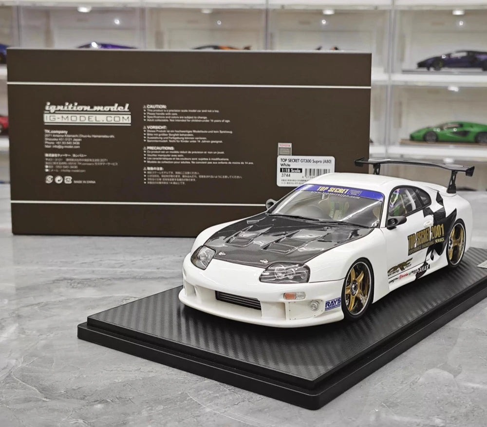 [Ignition] 1:18 Toyota 1993 Supra A80 TRD 3000GT White & Black Model Car Resin