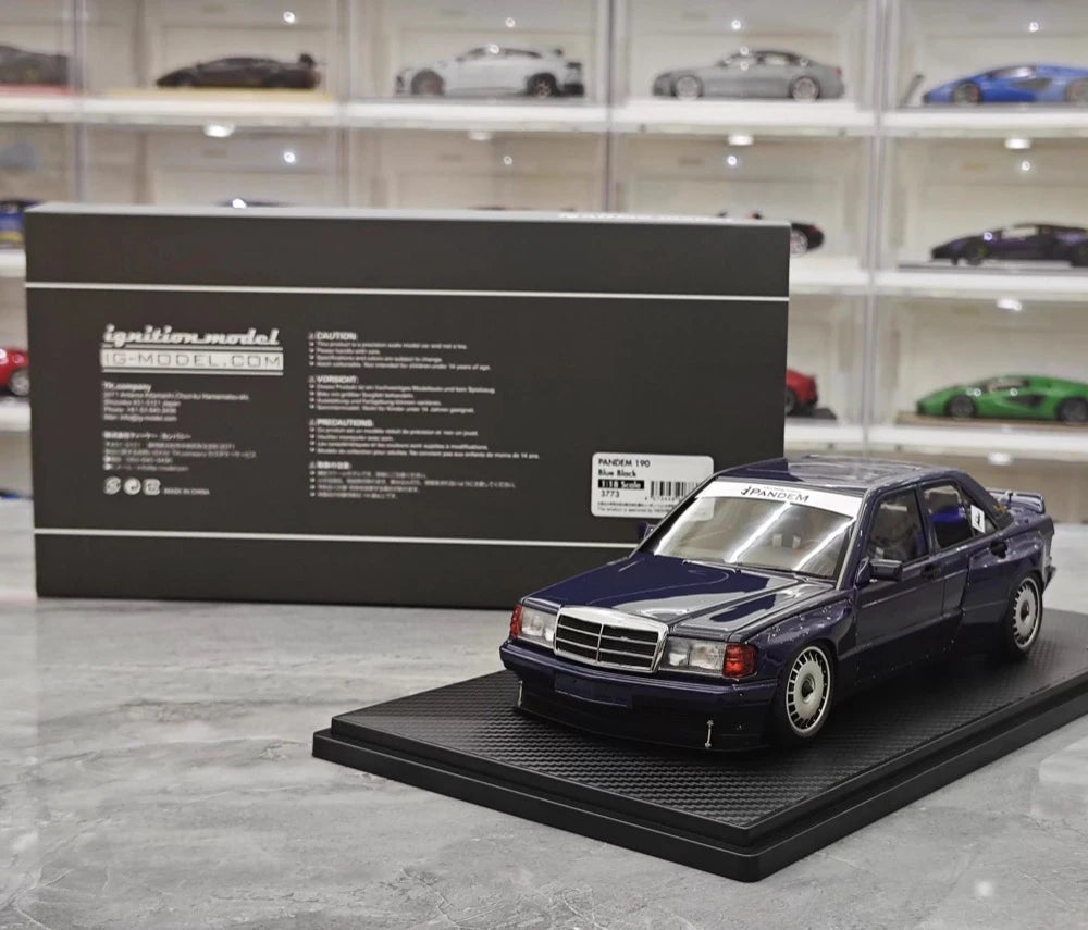 [Ignition] 1:18 Mercedes-Benz 1990 190E Pandem Rocket Bunny bleu voiture miniature Resin