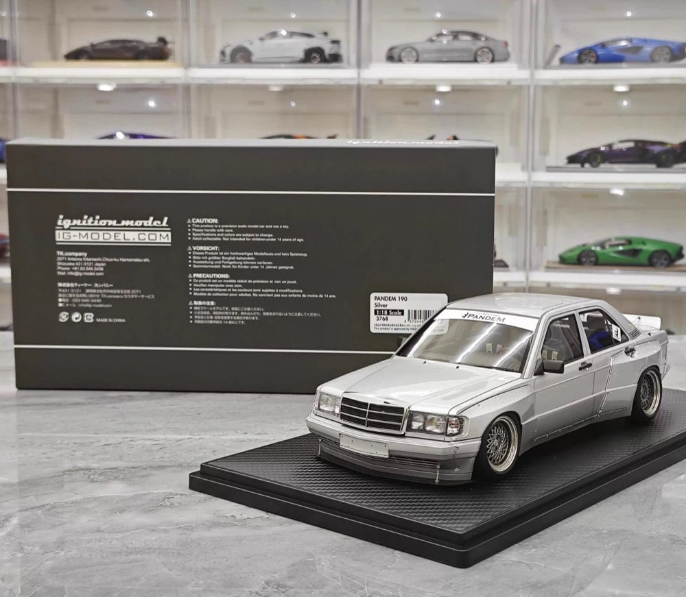 [Ignition] 1:18 Mercedes-Benz 1990 190E Pandem Rocket Bunny Silver Model Car Resin