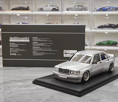 [Ignition] 1:18 Mercedes-Benz 1990 190E Pandem Rocket Bunny Silver Model Car Resin