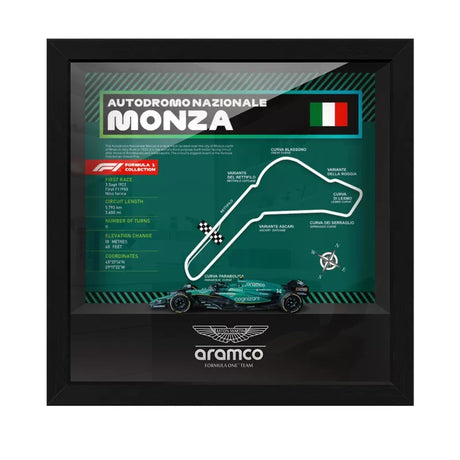 Aston Martin F1 Mapa del Circuito Fernando Alonso Exhibición de coches en miniatura enmarcada