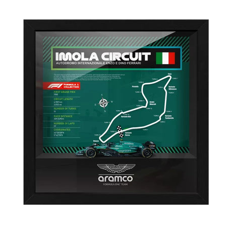 Aston Martin F1 Mapa del Circuito Fernando Alonso Exhibición de coches en miniatura enmarcada
