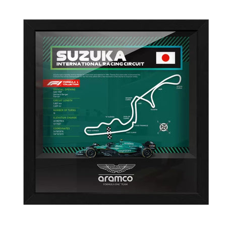 Aston Martin F1 Mapa del Circuito Fernando Alonso Exhibición de coches en miniatura enmarcada