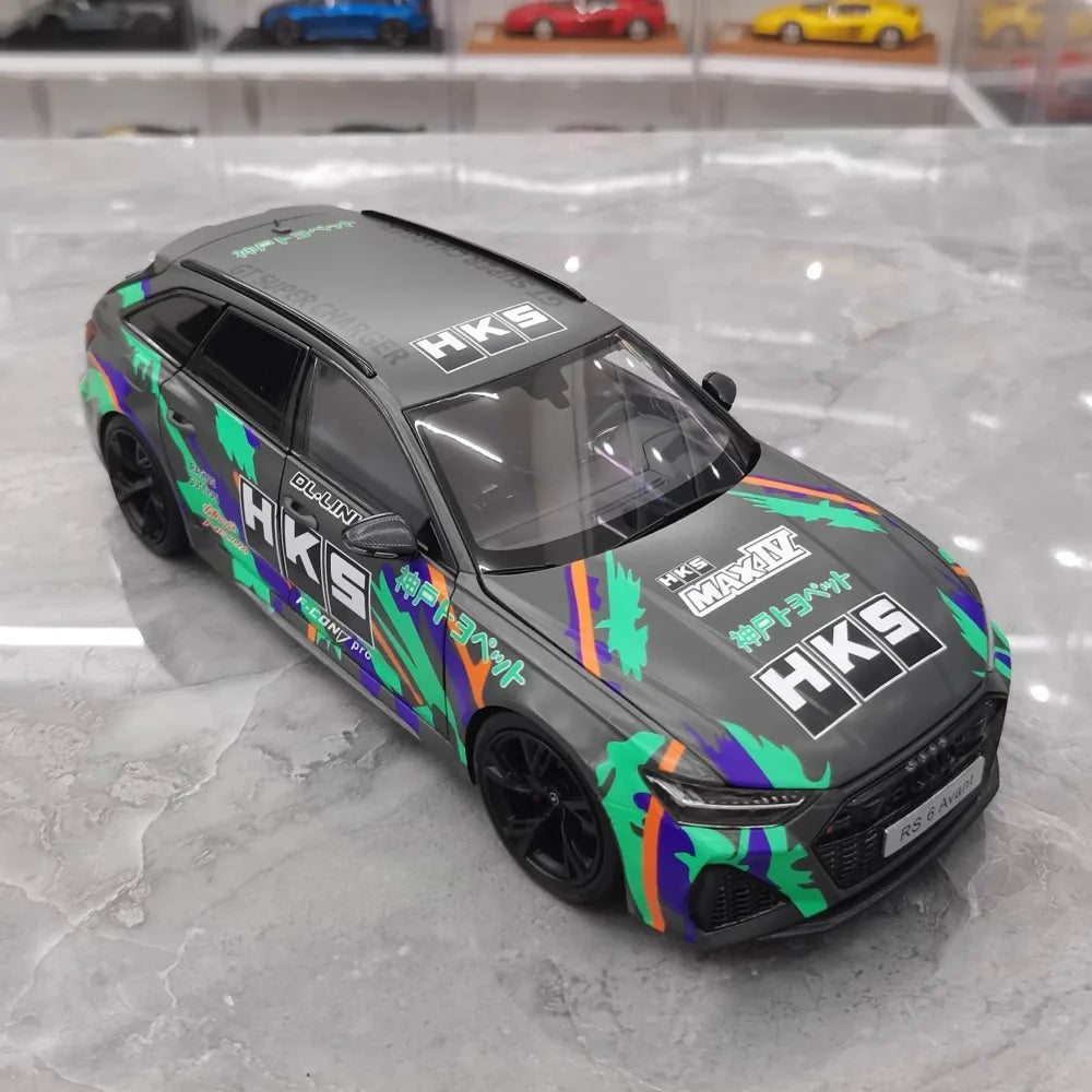 [Kiloworks] 1:18 Audi 2021 RS6 Avant C8 HKS Model Car Die-Cast