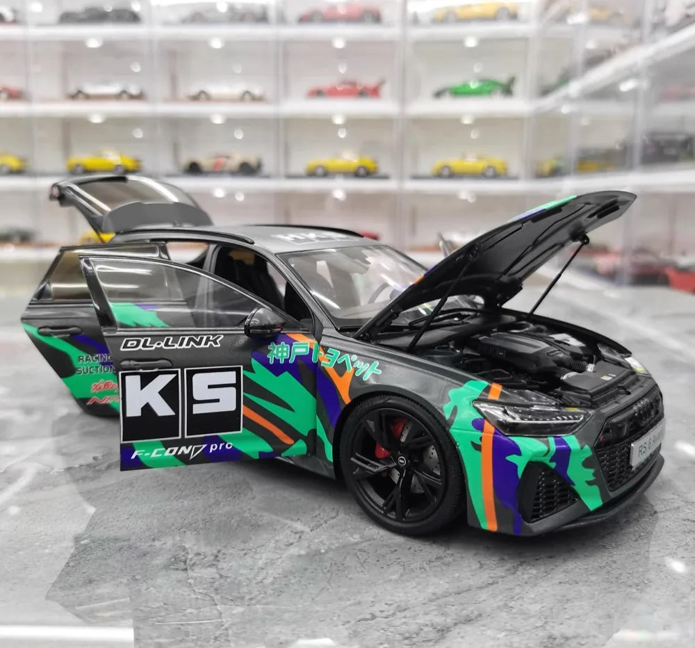 [Kiloworks] 1:18 Audi 2021 RS6 Avant C8 HKS Model Car Die-Cast