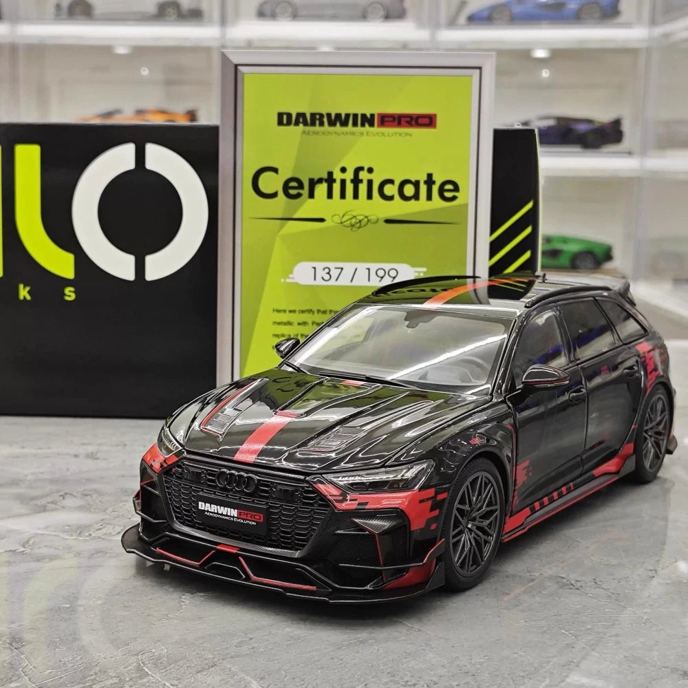 [KiloWorks] 1:18 Audi 2021 RS6 Avant DarwinPRO musta pienoismalli Die-Cast