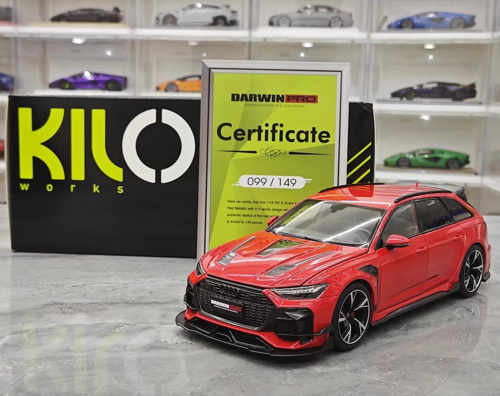 [Kiloworks] 1:18 Audi 2021 RS6 Avant DarwinPRO Red Model Car Die-Cast