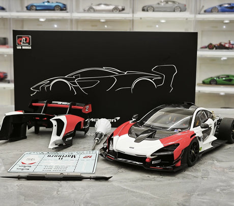LCD McLaren 2019 Senna GTR Red and White 1:18 – Modello da collezione pressofuso