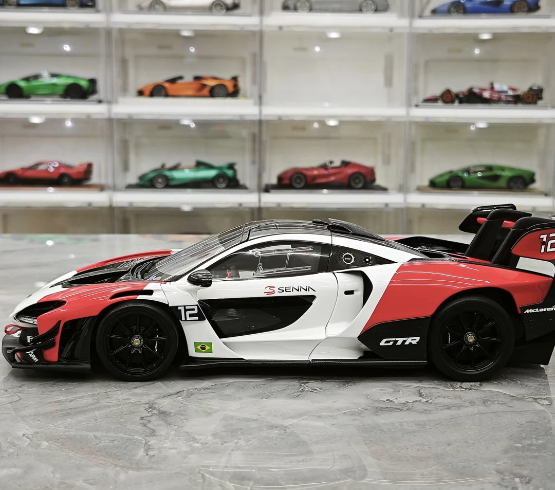 LCD McLaren 2019 Senna GTR Red and White 1:18 – Modello da collezione pressofuso