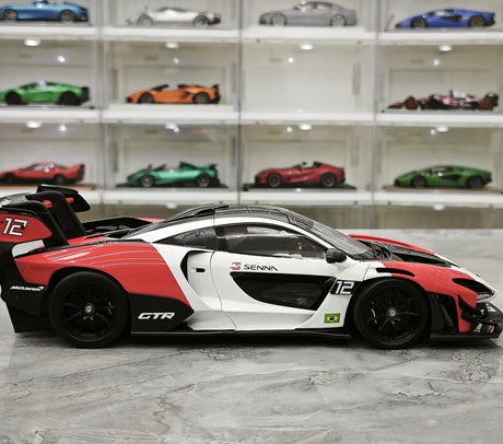 LCD McLaren 2019 Senna GTR Red and White 1:18 – Modello da collezione pressofuso