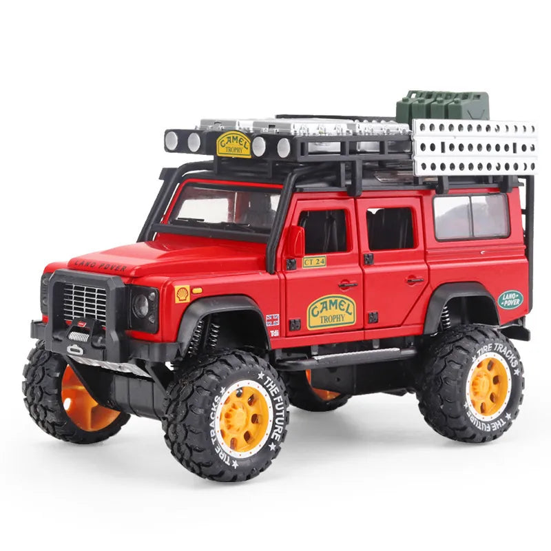 1:28 Land Rover 1998 Defender 110 Camel Trophy Die Cast Model Car