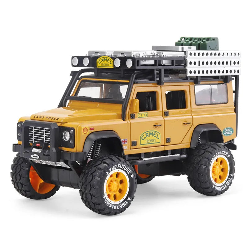 1:28 Land Rover 1998 Defender 110 Camel Trophy Die Cast Model Car