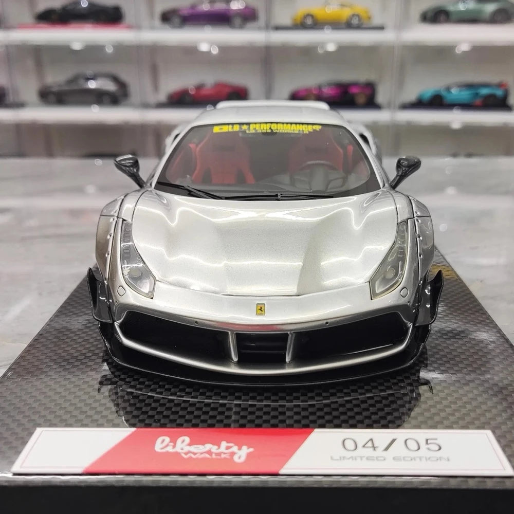 [Liberty Walk] 1:18 Ferrari 2018 488 LBWK Silver Model Car Resin
