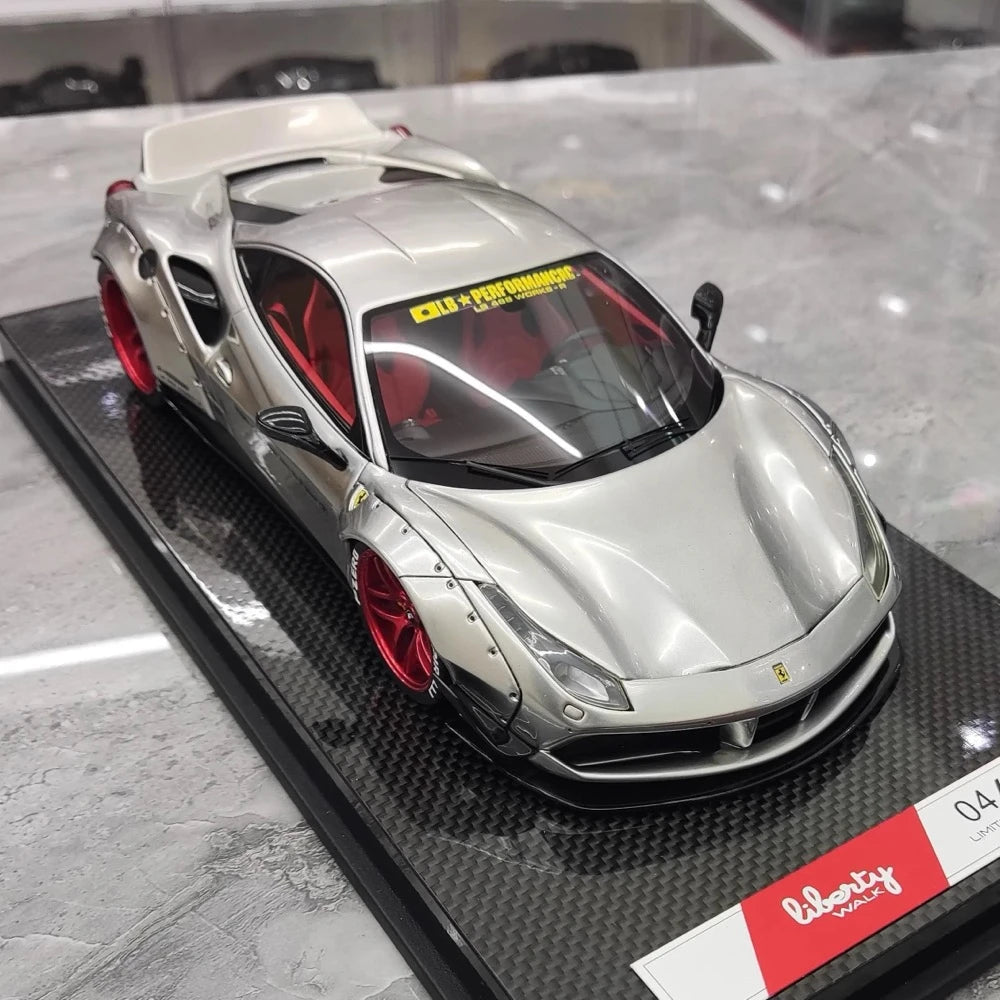 [Liberty Walk] 1:18 Ferrari 2018 488 LBWK Silver Model Car Resin