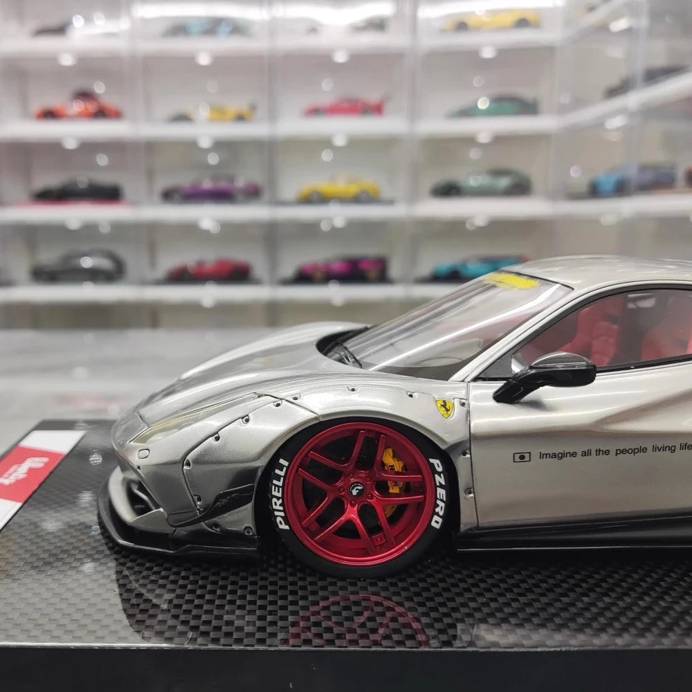 [Liberty Walk] 1:18 Ferrari 2018 488 LBWK Silver Model Car Resin